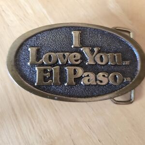 Vintage El Paso Belt Buckle: 1970s Adezy Brass Cowboy Accessory